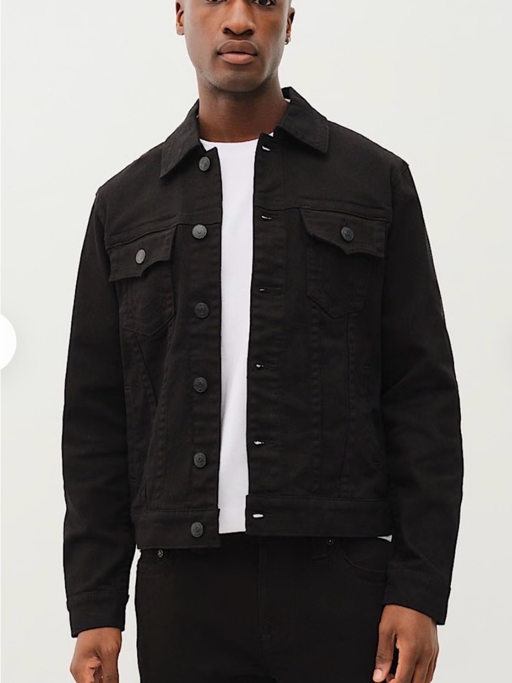 True Religion Men's Black Denim Trucker Jacket - Classic Casual Layer: XL